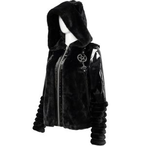 outlet DEVIL FASHION Veste D’Hiver ‘Cat Ear’ En Fourrure Noire 50