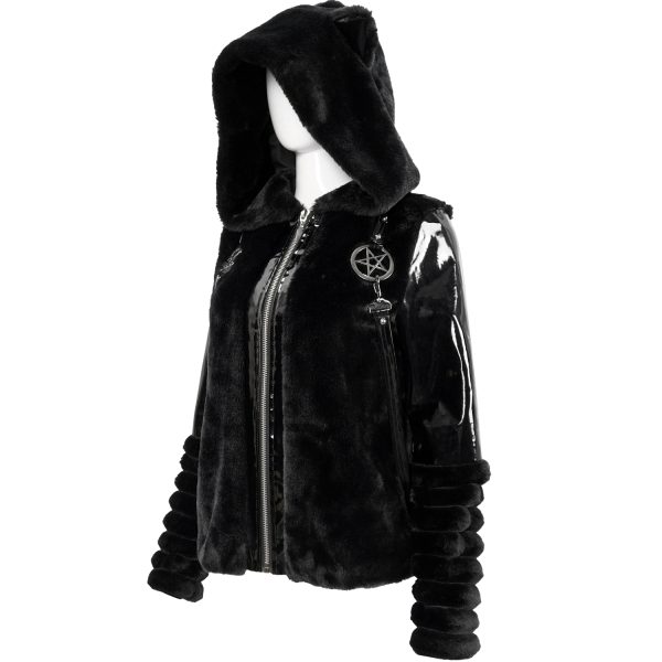 outlet DEVIL FASHION Veste D’Hiver ‘Cat Ear’ En Fourrure Noire 16