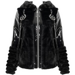 outlet DEVIL FASHION Veste D’Hiver ‘Cat Ear’ En Fourrure Noire 52