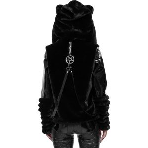 outlet DEVIL FASHION Veste D’Hiver ‘Cat Ear’ En Fourrure Noire 26