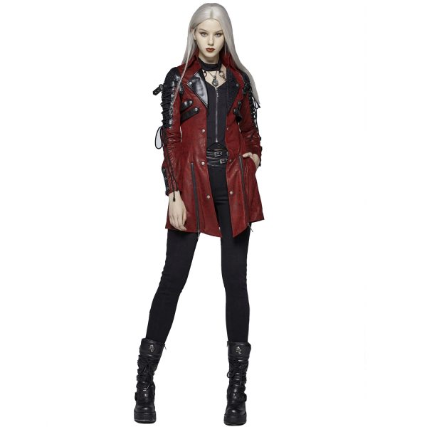 PUNK RAVE Veste Femme ‘Poisonblack’ Rouge vente pas cher 12