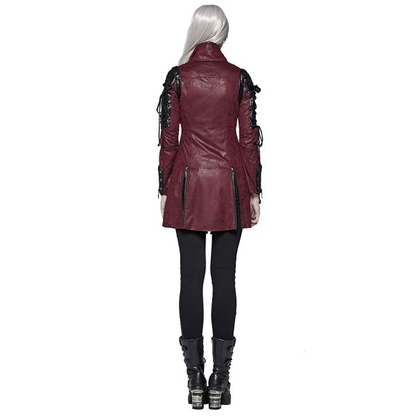 PUNK RAVE Veste Femme ‘Poisonblack’ Rouge vente pas cher 9