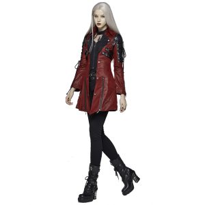 PUNK RAVE Veste Femme ‘Poisonblack’ Rouge vente pas cher 40