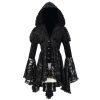 vente en ligne pas cher DEVIL FASHION Veste Femmes à Capuche ‘Elegant Lace’ Noire 40