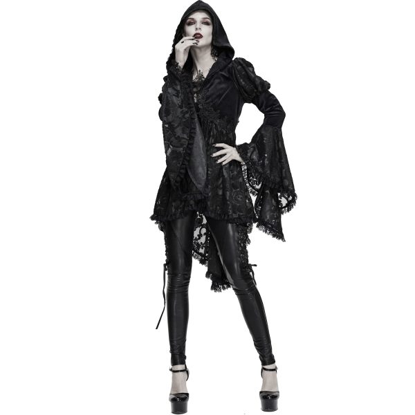 vente en ligne pas cher DEVIL FASHION Veste Femmes à Capuche ‘Elegant Lace’ Noire 13