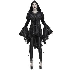 vente en ligne pas cher DEVIL FASHION Veste Femmes à Capuche ‘Elegant Lace’ Noire 46