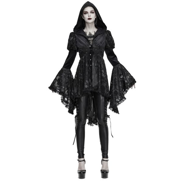 vente en ligne pas cher DEVIL FASHION Veste Femmes à Capuche ‘Elegant Lace’ Noire 14