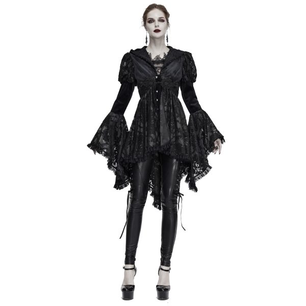 vente en ligne pas cher DEVIL FASHION Veste Femmes à Capuche ‘Elegant Lace’ Noire 15