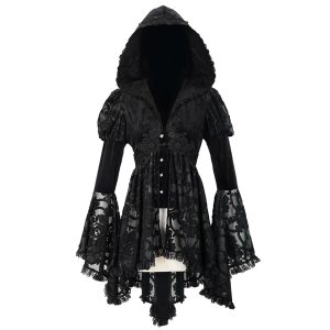 vente en ligne pas cher DEVIL FASHION Veste Femmes à Capuche ‘Elegant Lace’ Noire 52