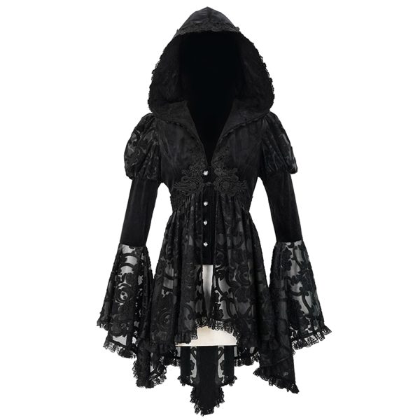 vente en ligne pas cher DEVIL FASHION Veste Femmes à Capuche ‘Elegant Lace’ Noire 17