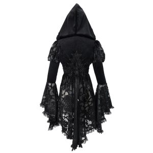 vente en ligne pas cher DEVIL FASHION Veste Femmes à Capuche ‘Elegant Lace’ Noire 54