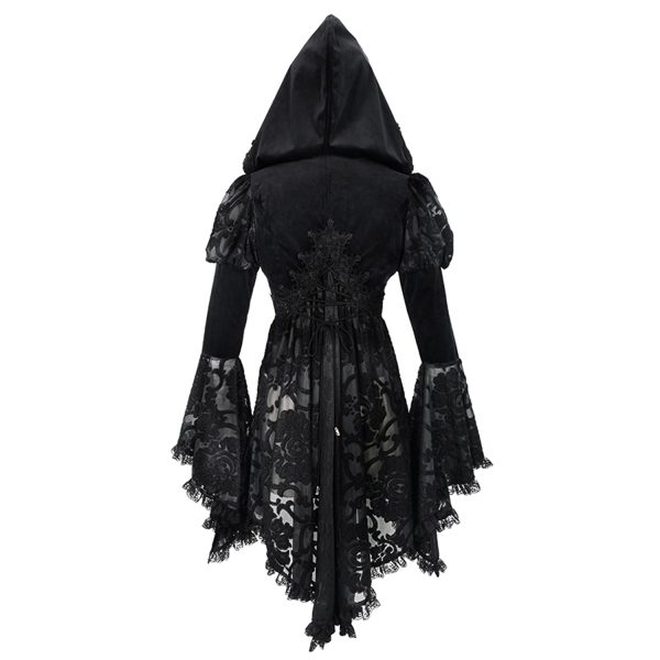 vente en ligne pas cher DEVIL FASHION Veste Femmes à Capuche ‘Elegant Lace’ Noire 18