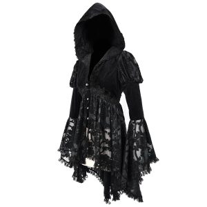 vente en ligne pas cher DEVIL FASHION Veste Femmes à Capuche ‘Elegant Lace’ Noire 56