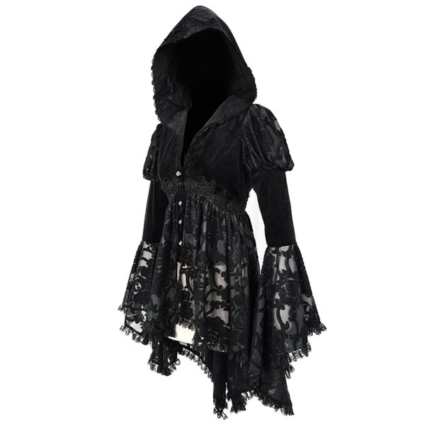 vente en ligne pas cher DEVIL FASHION Veste Femmes à Capuche ‘Elegant Lace’ Noire 19