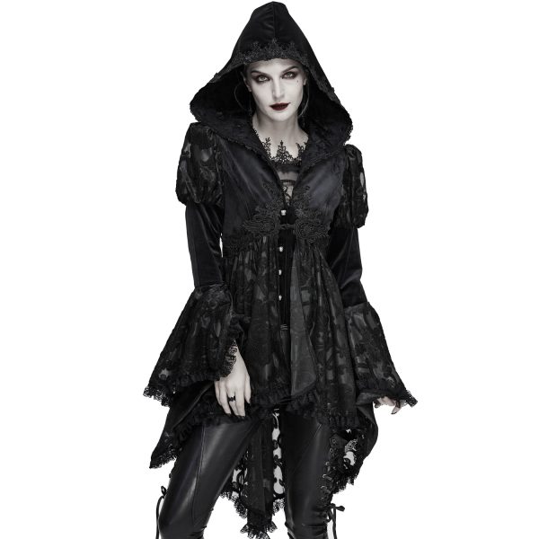 vente en ligne pas cher DEVIL FASHION Veste Femmes à Capuche ‘Elegant Lace’ Noire 5