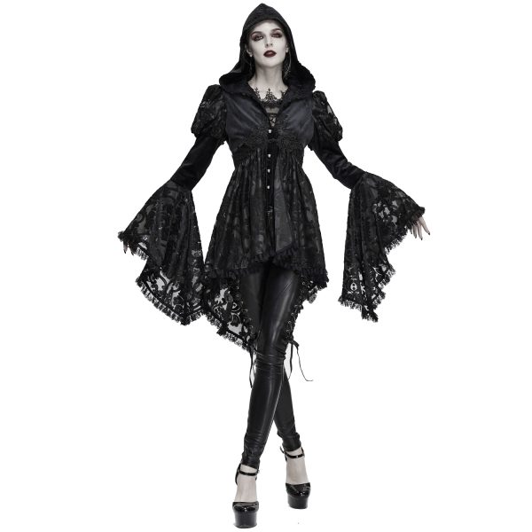 vente en ligne pas cher DEVIL FASHION Veste Femmes à Capuche ‘Elegant Lace’ Noire 8