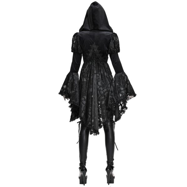 vente en ligne pas cher DEVIL FASHION Veste Femmes à Capuche ‘Elegant Lace’ Noire 9