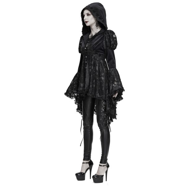 vente en ligne pas cher DEVIL FASHION Veste Femmes à Capuche ‘Elegant Lace’ Noire 11