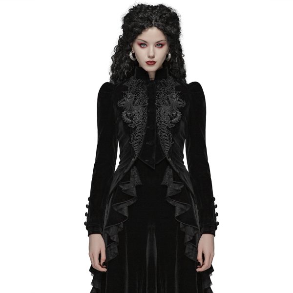 PUNK RAVE Veste Gothique ‘Dark Doll’ En Velours Noire à prix d'occasion 3