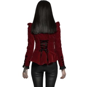 boutiqued en ligne PUNK RAVE Veste Gothique ‘Dark Doll’ En Velours Rouge 19