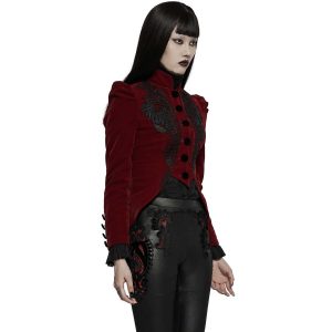 boutiqued en ligne PUNK RAVE Veste Gothique ‘Dark Doll’ En Velours Rouge 21