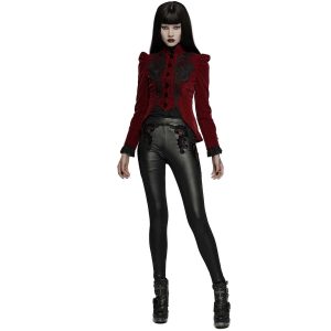 boutiqued en ligne PUNK RAVE Veste Gothique ‘Dark Doll’ En Velours Rouge 23