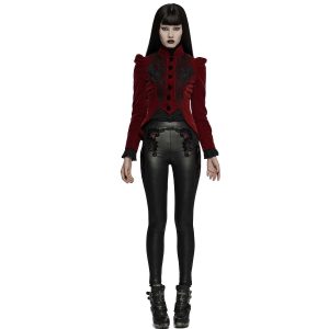 boutiqued en ligne PUNK RAVE Veste Gothique ‘Dark Doll’ En Velours Rouge 25