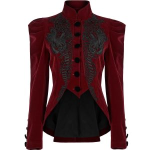 boutiqued en ligne PUNK RAVE Veste Gothique ‘Dark Doll’ En Velours Rouge 27