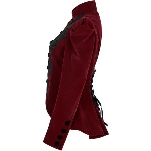 boutiqued en ligne PUNK RAVE Veste Gothique ‘Dark Doll’ En Velours Rouge 31