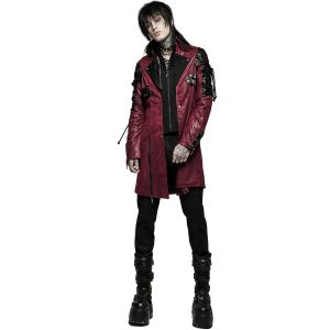 prix pas cher PUNK RAVE Veste Homme ‘Poisonblack’ Rouge Et Noire 24