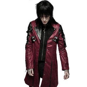 prix pas cher PUNK RAVE Veste Homme ‘Poisonblack’ Rouge Et Noire 42