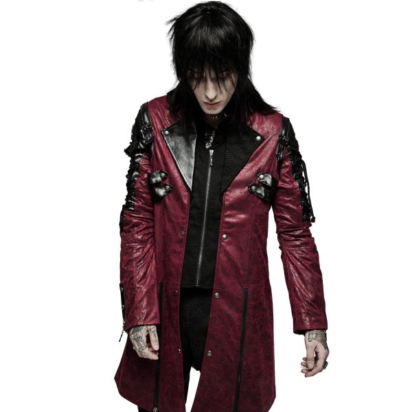 prix pas cher PUNK RAVE Veste Homme ‘Poisonblack’ Rouge Et Noire 12