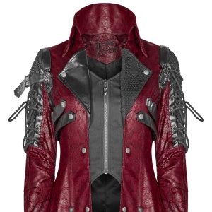 prix pas cher PUNK RAVE Veste Homme ‘Poisonblack’ Rouge Et Noire 54