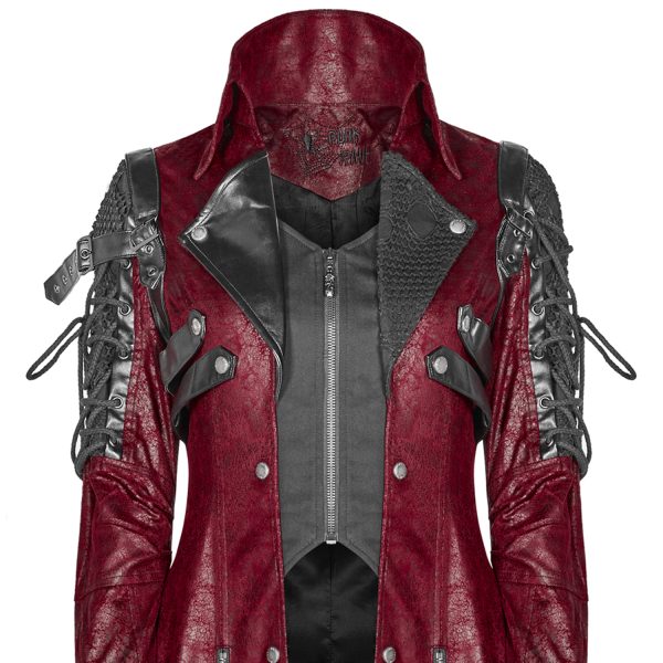 prix pas cher PUNK RAVE Veste Homme ‘Poisonblack’ Rouge Et Noire 18