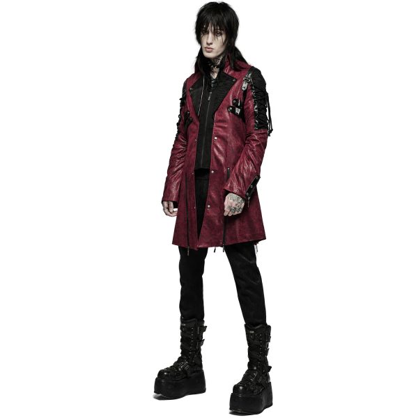 prix pas cher PUNK RAVE Veste Homme ‘Poisonblack’ Rouge Et Noire 6