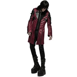 prix pas cher PUNK RAVE Veste Homme ‘Poisonblack’ Rouge Et Noire 36