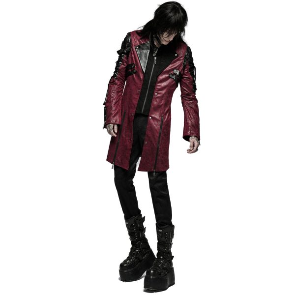 prix pas cher PUNK RAVE Veste Homme ‘Poisonblack’ Rouge Et Noire 9