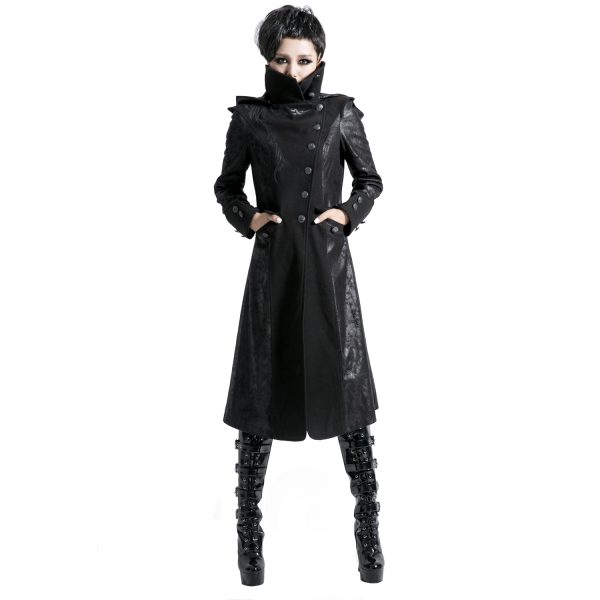 PUNK RAVE Veste Longue Noire ‘Black Dragon’ Avec Capuche… De super promotions disponibles 3