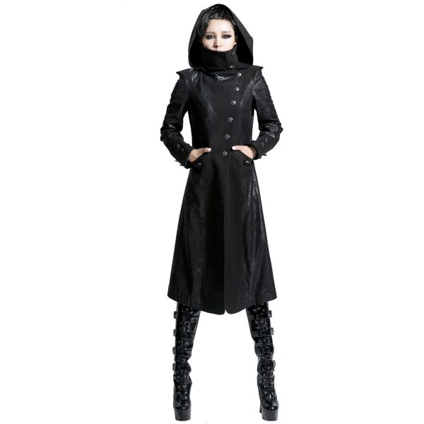 PUNK RAVE Veste Longue Noire ‘Black Dragon’ Avec Capuche… De super promotions disponibles 6