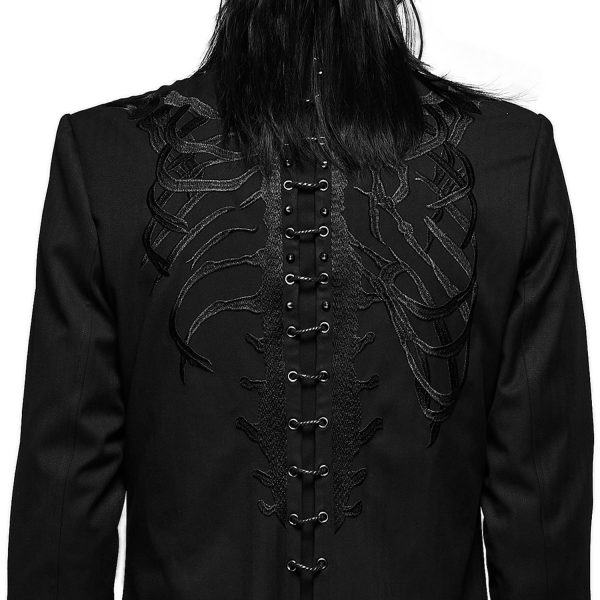 PUNK RAVE Veste Mi-Longue ‘Ribcage’ Noire Prestation Et Rapide 7