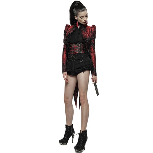 magasin paris PUNK RAVE Veste Queue De Pie ‘Versailles’ Rouge Et Noire 5