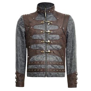 PUNK RAVE Veste Steampunk ‘Aviator’ Noire Délavée Et Marron Service Clients Dédié 24