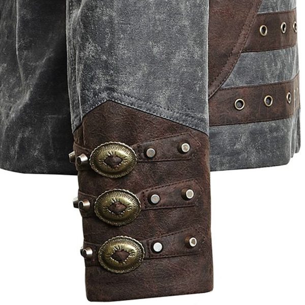 PUNK RAVE Veste Steampunk ‘Aviator’ Noire Délavée Et Marron Service Clients Dédié 11