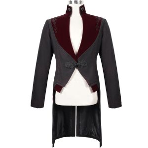 DEVIL FASHION Veste Victorienne ‘Atkins’ Noire Et Bordeaux luxe soldes 42