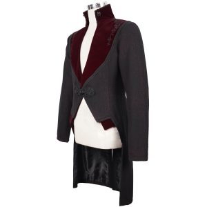 DEVIL FASHION Veste Victorienne ‘Atkins’ Noire Et Bordeaux luxe soldes 46